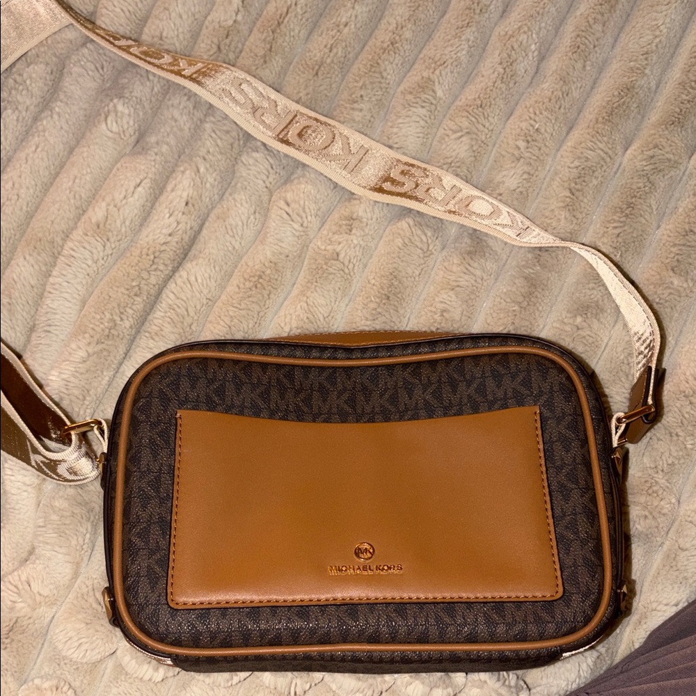 Michael Kors Brown and Tan Crossbody Bag